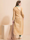 BEIGE BROCADE STYLE CHURIDAAR DRESS - Asian Party Wear