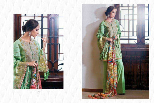 Green Lawn Printed Salwar Suit Pakistani Formal Dress - Asian Party Wear