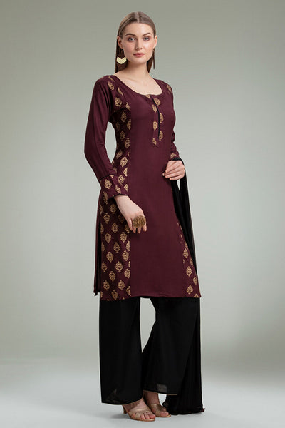 JESTER RED INDIAN PALAZZO PARTY STYLE SUIT - Asian Party Wear