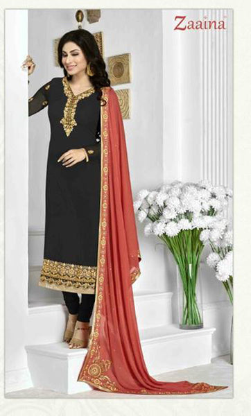 KHWAAB PARTY STRAIGHT GEORGETTE SALWAR SUIT - Asian Party Wear