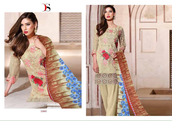BAROQUE INSPIRED READY MADE BEIGE DESIGNER PAKISTANI SUIT - Asian Party Wear