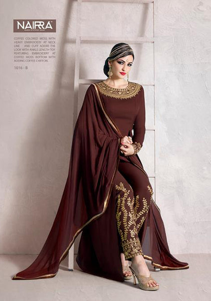 Elegant Dark Brown Suit Indian Party Dress - Asian Party Wear