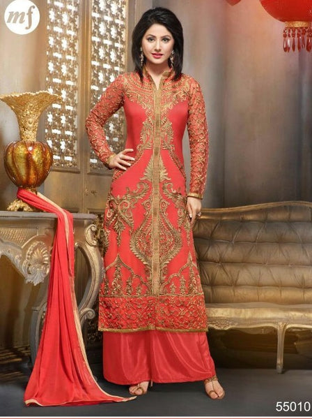 ORANGE INDIAN EID SPECIAL PALAZZO STYLE SUIT - Asian Party Wear