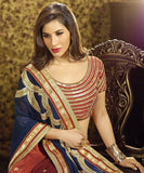 RED AND BLUE INDIAN DESIGNER PARTY WEAR BOLLYWOOD SAREE - Asian Party Wear