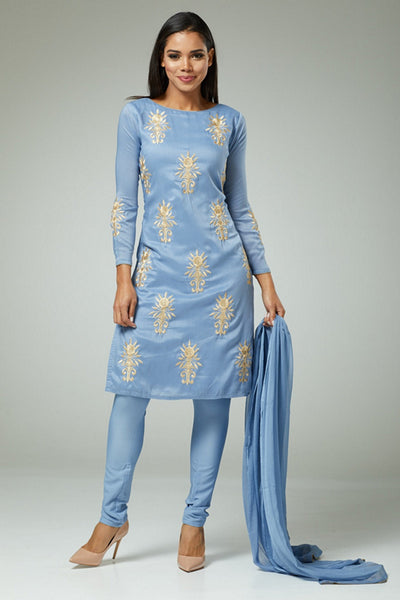 SERENITY BLUE INDIAN PARTY WEAR READYMADE SUIT - Asian Party Wear
