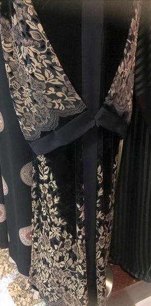 Black Embroidered Velvet Abaya - Asian Party Wear