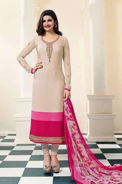 4563 CREAM KASEESH SILKINA ROYAL CREPE PARTY WEAR SUIT - Asian Party Wear