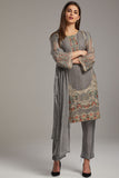 ASH GREY INDIAN ETHNIC FESTIVE PARTY WEAR READYMADE SALWAR SUIT - Asian Party Wear