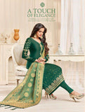 Green Straight Indian Party Wear Churidar Suit - Asian Party Wear