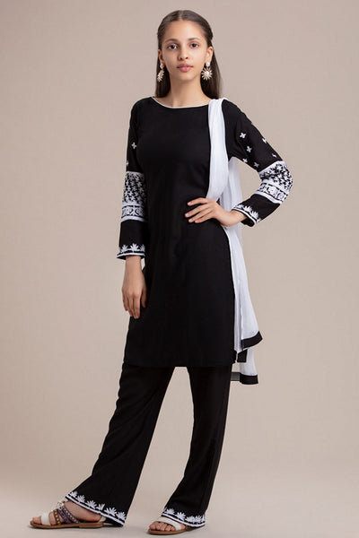 Black Pakistani Designer Girls Palazzo Suit Evening Wear - Asian Party Wear