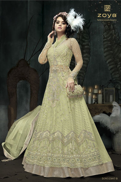 OLIVE INDIAN DESIGNER WEDDING AND BRIDAL GOWN - Asian Party Wear