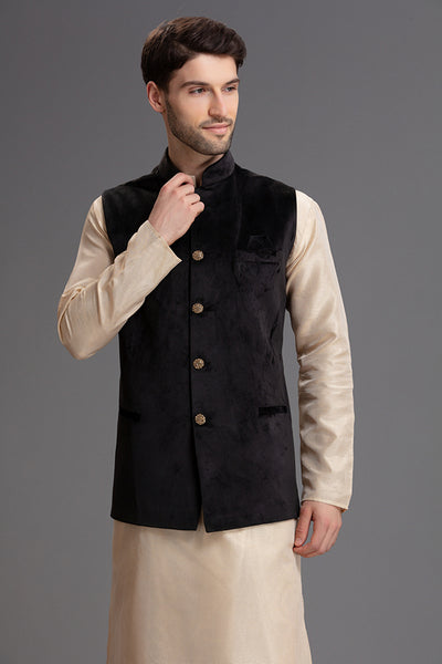 Black Waistcoat Pakistani Men's Formal Jacket - Asian Party Wear