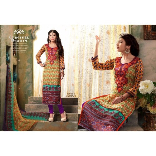 15603 B Pink And Purple Annie Straight Salwar Suit - Asian Party Wear