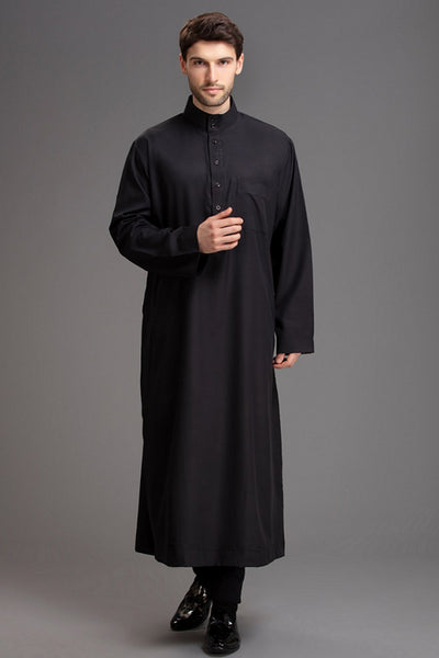 Black Jubba Arabian Style Men's Eid Outfit - Asian Party Wear