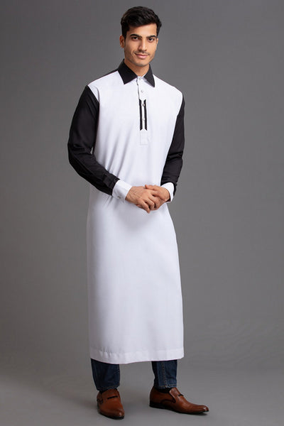 Black & White Men's Jubba Emirate Thobes - Asian Party Wear
