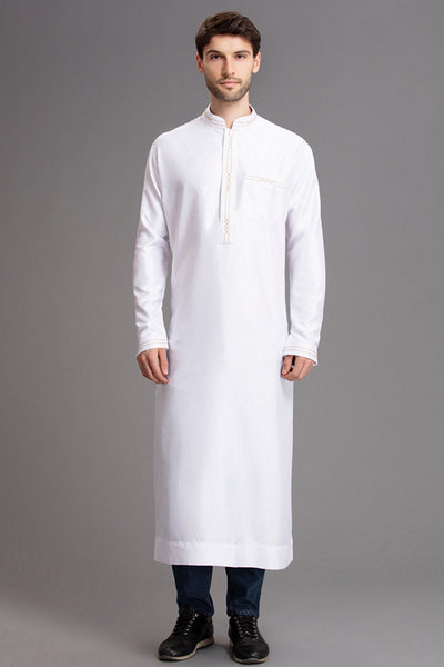 White Readymade Jubba Men's Iran's Thobes - Asian Party Wear