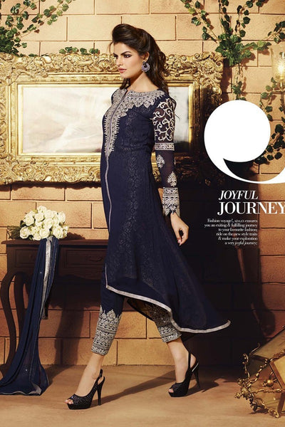 1601 Ada Exquisite Navy Blue Georgette Palazzo Suit - Asian Party Wear