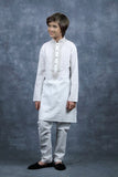 White Desi Boys Kurta Pajama Indian Designer Kids Suit - Asian Party Wear