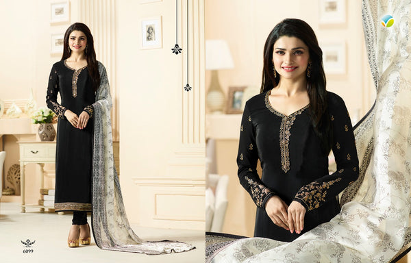 Black Royal Kaseesh Crepe Silkina Designer Salwar Suit - Asian Party Wear