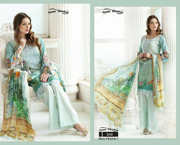 2616 BOLLYWOOD 3 BY YOUR CHOICE PAKISTANI COTTON SALWAR KAMEEZ - Asian Party Wear