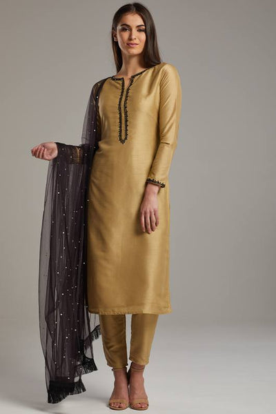 Gold Kurta Style Party Wear Indian Suit - Asian Party Wear