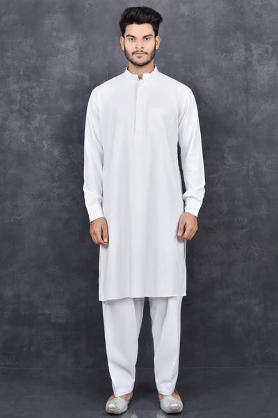 White Men's Modest Suit Kurta Shalwar Online UK - Asian Party Wear