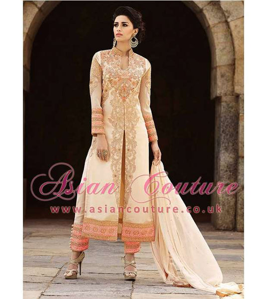 8006 BEIGE AAFREEN ADAA STYLISH ANARKALI SUIT (REPLICA) - Asian Party Wear
