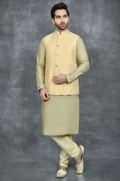 Dark Gold Indian Wedding Waistcoat - Asian Party Wear