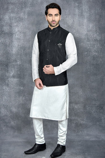 Black Festive Waistcoat Indian Men's Nehru Jacket - Asian Party Wear