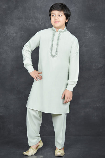 Pista Green Pakistani Boys Kurta Shalwar Casual Suit - Asian Party Wear