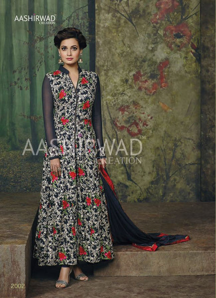 Floral Embroidered Anarkali Dress Indian Fancy Gown - Asian Party Wear