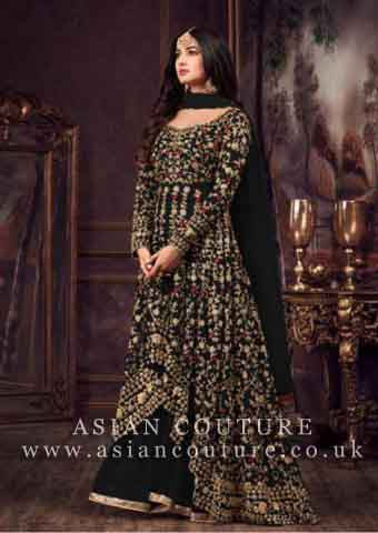 STUNNING INDIAN DESIGNER BLACK LEHENGA GOWN - Asian Party Wear