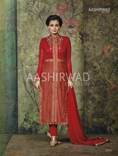 Red Fancy Suit Indian Churidar Style Dress - Asian Party Wear