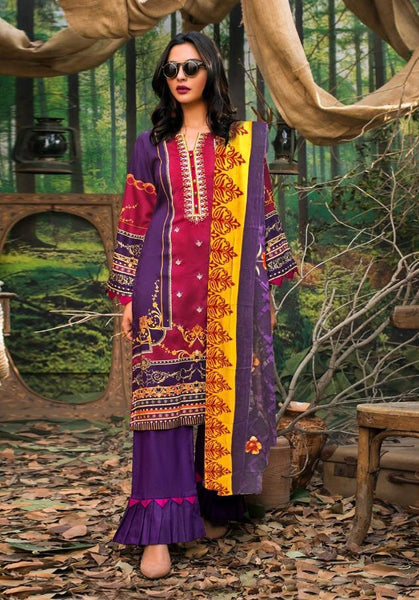Grape Compote Bold Prints Lawn Salwar Suit - Asian Party Wear