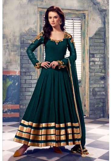 Green Anarkali Suit Indian Women's Outfit - Asian Party Wear