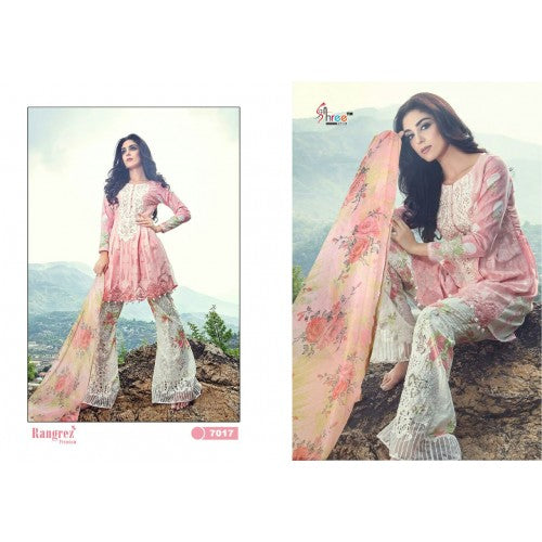 7017 PINK AND WHITE RANGREZ MARIA B SALWAR SUIT - Asian Party Wear