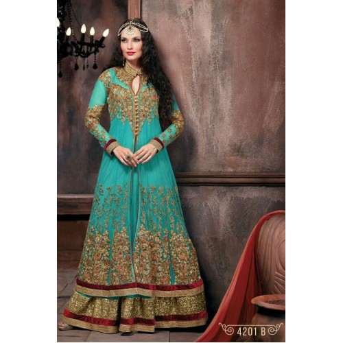 TEAL INDIAN BRIDAL DRESS - Asian Party Wear