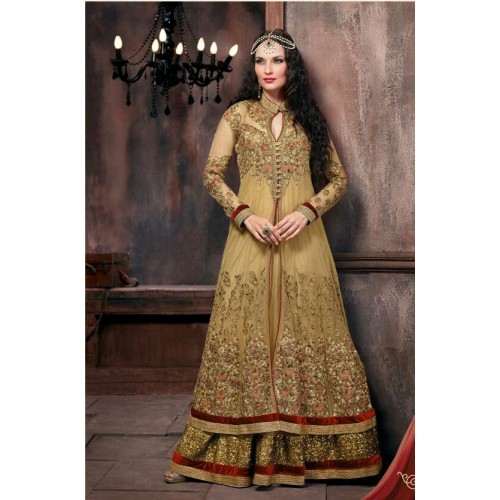 GOLD INDIAN DESIGNER BRIDAL WEDDING SUIT - Asian Party Wear