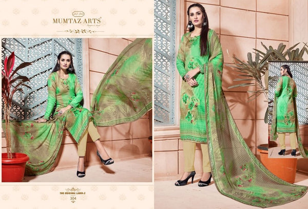 304 LIGHT GREEN CAMBRIC COTTON AND LAWN SALWAR SUIT - Asian Party Wear