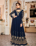 Navy Blue Indian Anarkali Suit Designer Gown - Asian Party Wear