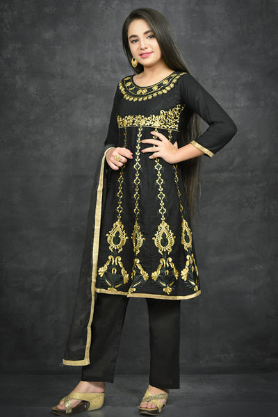 Black Indian Suit Ethnic Girls Salwar Kameez - Asian Party Wear