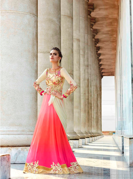 2113 Beige and Pink Khwaab Imperial Lehenga - Asian Party Wear