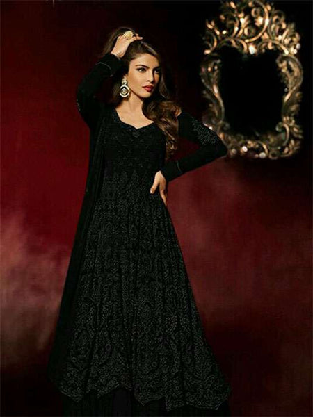 ZHR5038-A HEROINE 5038 PRIYANKA CHOPRA BLACK BEST SELLING OUTFIT - Asian Party Wear