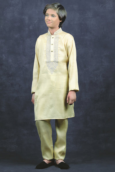 Gold Embroidered Boys Kurta Kids Eid Shalwar Kameez - Asian Party Wear