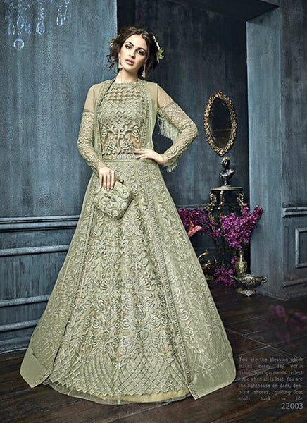 22003 GREEN ZOYA CELEBRITY HEAVY EMBROIDERED INDIAN BRIDAL WEDDING LEHENGA - Asian Party Wear