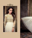 White Maskeen Maisha Crush Anarkali Grown (Ma2209) ( REPLICA ) - Asian Party Wear