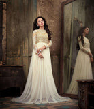 White Maskeen Maisha Crush Anarkali Grown (Ma2209) ( REPLICA ) - Asian Party Wear