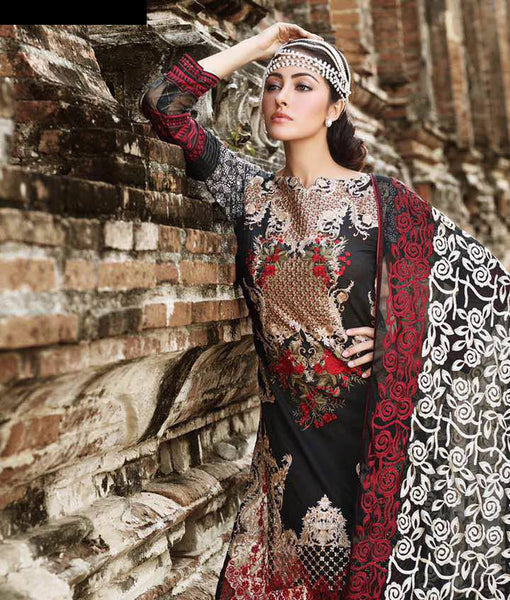 BLACK GUL AHMED KHADDAR READY MADE SALWAR KAMEEZ - Asian Party Wear