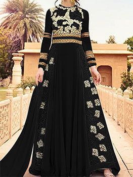 BLACK WEDDING WEAR LEHENGA GOWN MANUFACTURED BY ASIAN COUTURE - Asian Party Wear