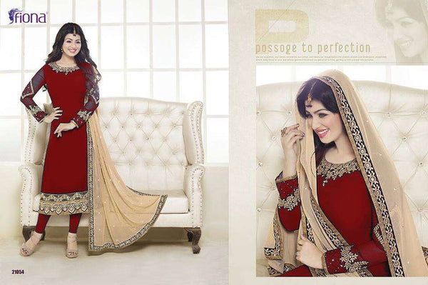 21052 RED FIONA AYESHA TAKIA PARTY WEAR SALWAR SUIT - Asian Party Wear